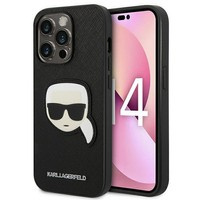 Husa Apple iPhone KARL LAGERFELD 14 Pro Max Max Saffiano Karl`s Head Patch negru Hard negrucase